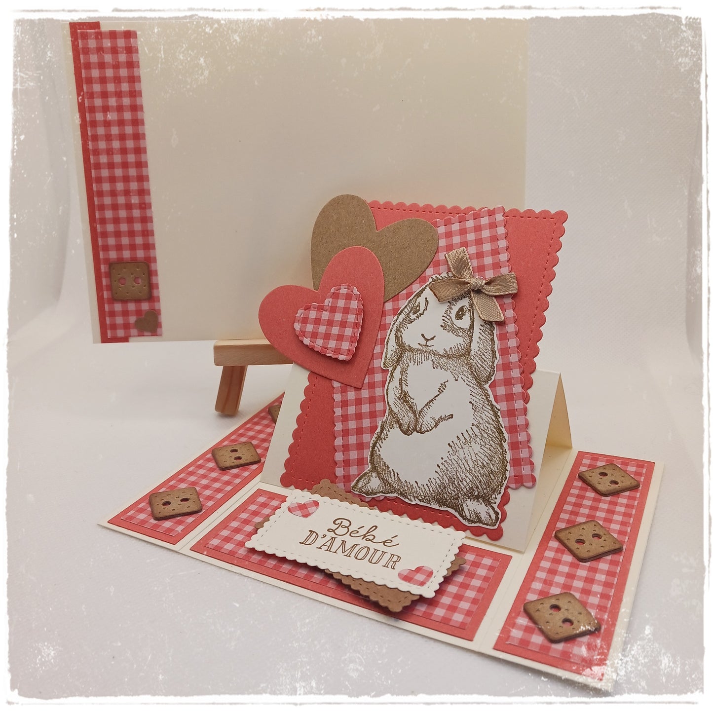 Carte chevalet - naissance - Lapinou - " Bébé d'amour "